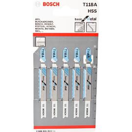 Набор пилок для лобзика по металлу Bosch T118A 92мм 5шт (013) — Фото 1